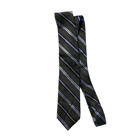 5/$10 Joseph Abboud Long Silk Tie Black Blue Stripes - Picture 1 of 4